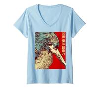 Mujer Símbolos japoneses de arte, magia y creatividad Camiseta Cuello V