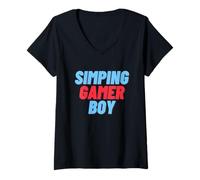 Mujer Simping Gamer Boy Simp Meme For Gamers Who Simp Cute Egirls Camiseta Cuello V