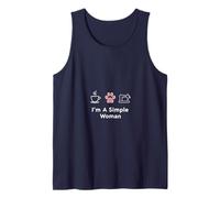 Mujer simple ama las mascotas de café y la máquina de coser Camiseta sin Mangas