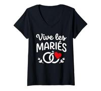 Mujer Simple EVJF Belle Tenue Cérémonie Mariage Vive Les mariés Camiseta Cuello V