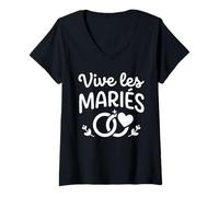 Mujer Simple EVJF Belle Tenue Cérémonie Mariage Vive Les mariés Camiseta Cuello V