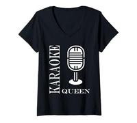 Mujer Simple minimalist Girl music evening Queen karaoke Camiseta Cuello V