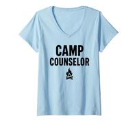 Mujer Simple Outdoor Camping Leader Camp Counselor Camiseta Cuello V