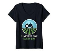 Mujer Simulador agrícola Virtual Farmer Pixel Farm Core Gardening Camiseta Cuello V