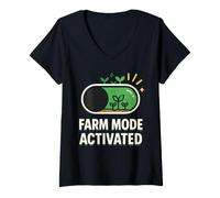 Mujer Simulador agrícola Virtual Farmer Pixel Farm Core Gardening Camiseta Cuello V
