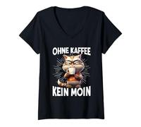 Mujer Sin café No Moin Resaca Morgenmuffel Bebedor de café Camiseta Cuello V