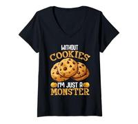 Mujer Sin Cookies Soy Solo Un Monstruo Camiseta Cuello V