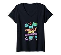 Mujer Sin cubículo, Solo Coordina el diseño de Libertad de Viaje Camiseta Cuello V