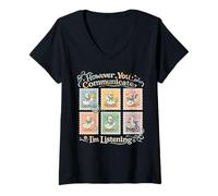 Mujer Sin Embargo tu comunicación Estoy Escuchando AAC SLP Goose Silly Camiseta Cuello V