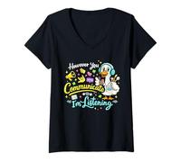 Mujer Sin Embargo Usted Comunicación Estoy Escuchando AAC SLP Goose Camiseta Cuello V