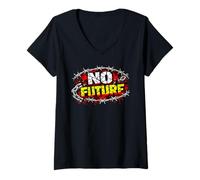 Mujer Sin Futuro - Rebelión del Punk Rock Vintage Camiseta Cuello V