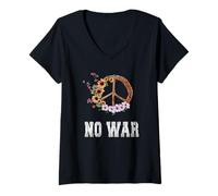 Mujer Sin guerra, paz, contra la guerra, sin guerra Camiseta Cuello V