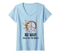 Mujer Sin guerra, paz, contra la guerra, sin guerra Camiseta Cuello V