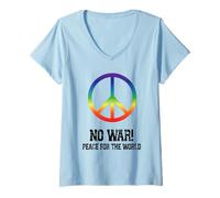 Mujer Sin guerra, paz, contra la guerra, sin guerra Camiseta Cuello V