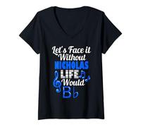 Mujer Sin Nicholas Life Would B Flat Music Lover Nombre Camiseta Cuello V