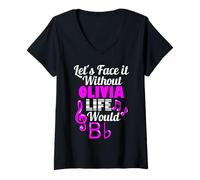Mujer Sin Olivia Life Would B Flat Music Lover Nombre Camiseta Cuello V