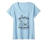 Mujer SIN PRESIONES Y NO Preocupes ME/CFS Conciencia - Tortuga - Negro Camiseta Cuello V