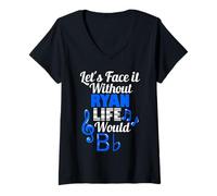 Mujer Sin Ryan Life Would B Flat Music Lover Nombre Camiseta Cuello V