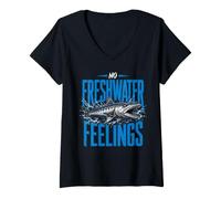 Mujer Sin Sentimientos de Agua Dulce Pesca en Alta mar Camiseta Cuello V