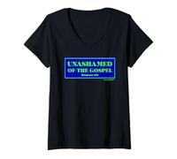 Mujer Sin vergüenza del Evangelio Biblia Escritura Fe e Inspiración Camiseta Cuello V