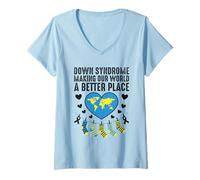 Mujer Síndrome de Down Haciendo de nuestro mundo un lugar mejor Síndrome de Down Camiseta Cuello V