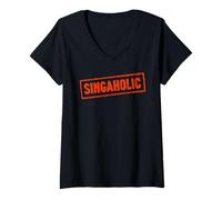 Mujer «Singaholic» no Puede Dejar de Cantar Música Coral Divertida Camiseta Cuello V