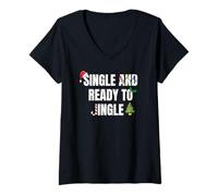 Mujer Single and Ready To Jingle Festive Holiday Season Design Camiseta Cuello V