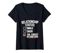 Mujer Single Taken Cursed Realistic Relationship Status Single Camiseta Cuello V