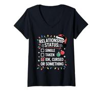 Mujer Single Taken Cursed Relationship Status Christmas Meeting Camiseta Cuello V