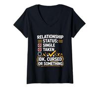 Mujer Single Taken idk Cursed or Something Relationship Status tee Camiseta Cuello V