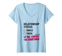 Mujer Single Taken idk Cursed or Something Relationship Status tee Camiseta Cuello V