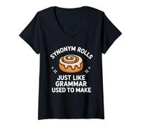 Mujer Sinónimo Rolls Inglés Profesor Gramática Juego de Palabras Camiseta Cuello V