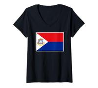 Mujer Sint Maarten Bandera San Maarten Carribean PAÍSES Bajos Camiseta Cuello V