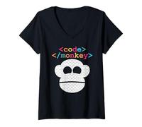 Mujer Sintaxis de Datos del desarrollador de Code Monkey Camiseta Cuello V