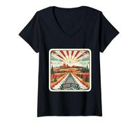 Mujer Sioux City Iowa Railroad Midwest Train Estados Unidos América Camiseta Cuello V