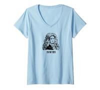Mujer Sir Isaac Newton Matemático Inglés Físico Astrónomo Camiseta Cuello V