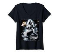 Mujer Sirena Agua NINFA Mar Océano Pastel Cumpleaños Fiesta Cumpleaños Camiseta Cuello V