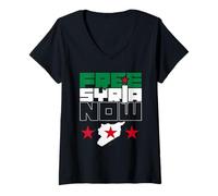Mujer Siria Gift Flag Siria Vintage Siria Damasco Camiseta Cuello V
