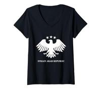 Mujer Siria Libertad Águila Árabe Identidad Visual Nacional Blanco Camiseta Cuello V