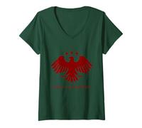 Mujer Siria Libertad Águila Árabe Identidad Visual Nacional Rojo Camiseta Cuello V