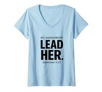 Mujer Sirviendo a Dios a través del Matrimonio Esposa Cristiana Propósito Fe Camiseta Cuello V