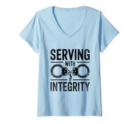 Mujer Sirviendo con Integrity Police Oficial Policía Policías Camiseta Cuello V
