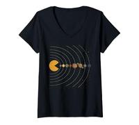 Mujer Sistema Solar Astronomía Espacio Gamer Gráfico Divertido Camiseta Cuello V