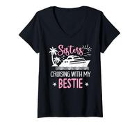 Mujer Sister Cruise Trip Besties Sisters Cruising with My Bestie Camiseta Cuello V