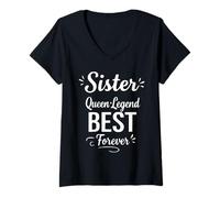 Mujer Sister Legend Queen Best Forever - Retro Family Bond Sister Camiseta Cuello V
