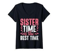 Mujer Sister Time es el Mejor Momento, Hermana Camiseta Cuello V