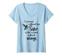 Mujer Sisters Woman Without Her Sister is Like Bird Without Wings Camiseta Cuello V