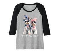 Mujer Sit Stay Slay, Divertido Yorkie, Lindo y Atrevido Amante de los Perros Camiseta Manga Raglan