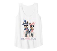 Mujer Sit Stay Slay, Divertido Yorkie, Lindo y Atrevido Amante de los Perros Camiseta sin Mangas