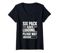 Mujer Six Pack Abdominales Cargando... por Favor Espere Funny Fitness Camiseta Cuello V